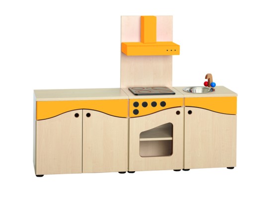 Dětská kuchyňka sestava Aurednik 1460x1100x380 mm dřevěná lamino barevné dekor buk