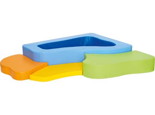 Molitanová herní sestava PUR pěna koženka barevná Paradise terapeutický bazén rohový + 3 podesty 213 x 185 x 30 cm - 4 díly