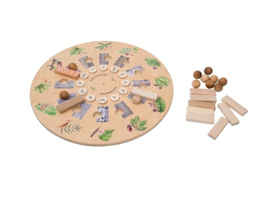 Didaktická hra - Kolo otočné dřevěné naučné/edukativní - poznáváme dřeviny